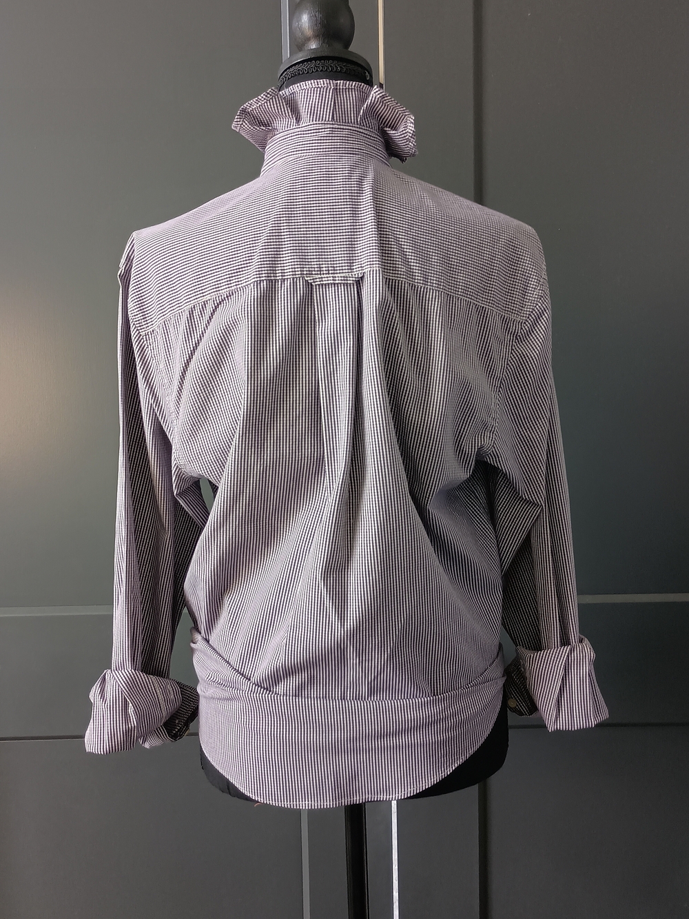 Upcycled Women's Clemson Ruffle Collar Shirt #106 - Picture 5 of 9